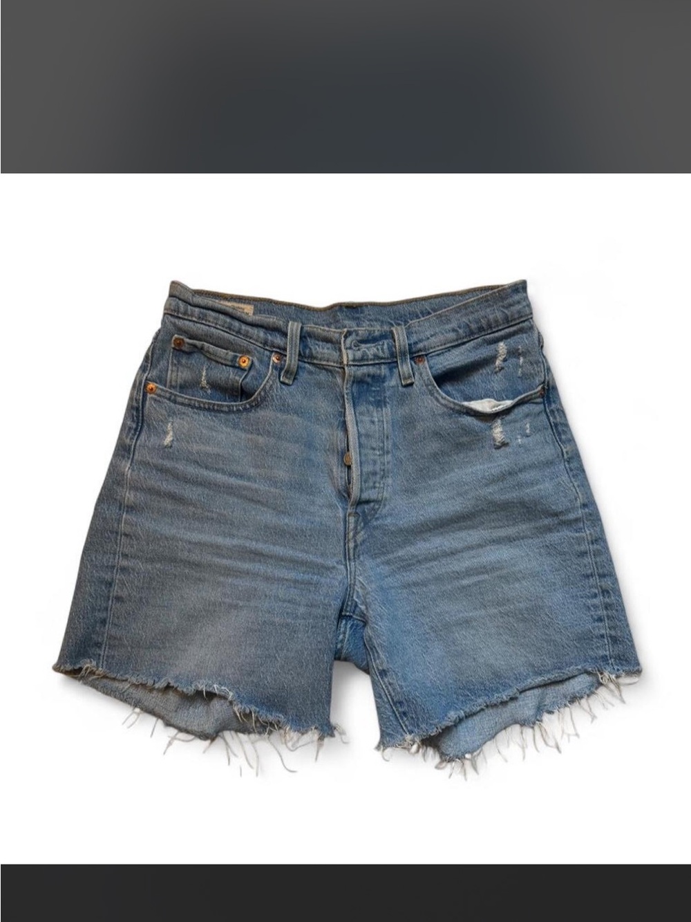 Levi's Distressed Mid-Blue Denim Cutoff Shorts